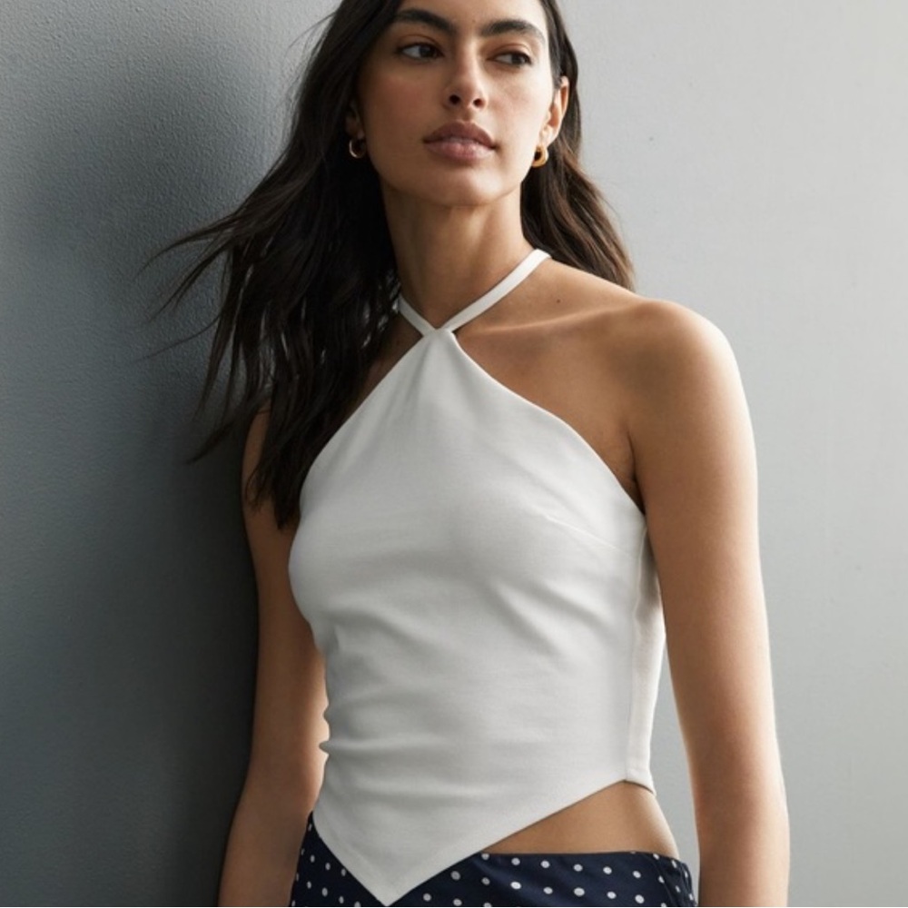 Anthropologie White Halter Top